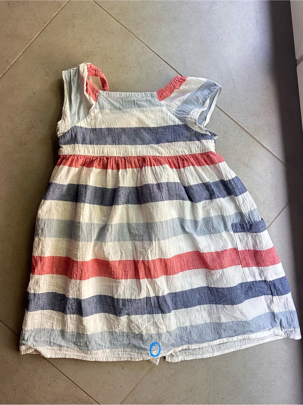 Tea Collection size 6 Chalk Stripe Button Front red white and blue dress - Picture 6 of 7